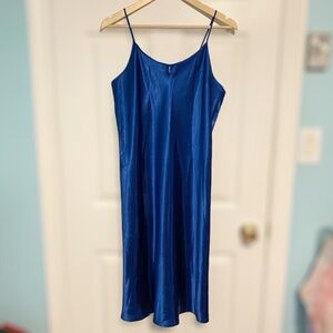 Oscar de la Renta Blue Midi Slip Dress